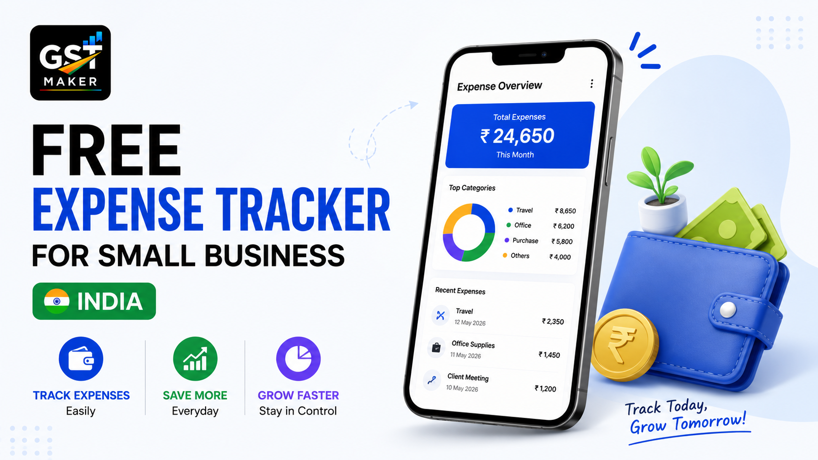 Free Expense Tracker for Small Business India — Manage Your Business Expenses With GST Maker